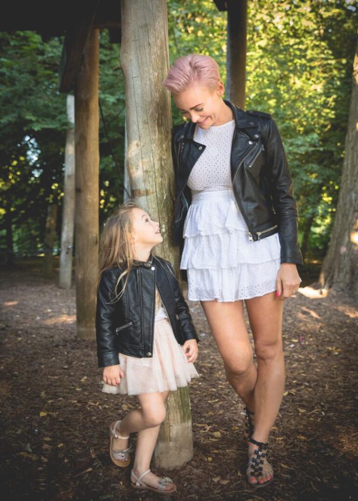 mother and daughter during a family photoshoot in Vondelpark Amsterdam