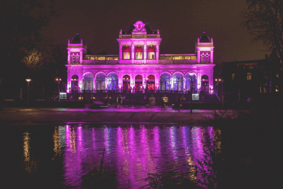 Cultural event, light installation on VondelCS Amsterdam