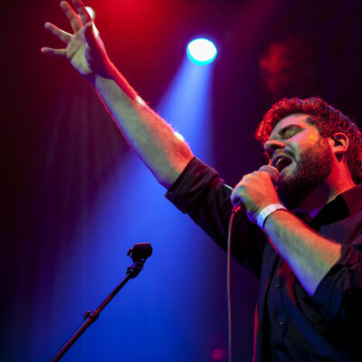 Concert photography, artist singer of Belgian band Delv!s performing at paradiso Amsterdam