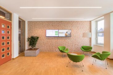 Interior photography, branding photography, real estate photography, interior photo with waiting room area in the town hall Gemeente Hengelo for Philips