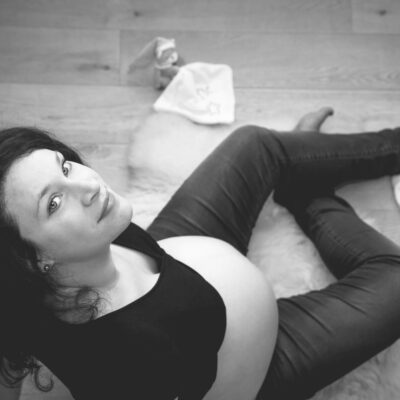 Maternity photographer, Pregnancy photoshoot, black and white aerial portrait of a pregnant woman, Amsterdam