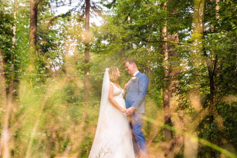 Wedding photography, couple photo of a bride and a groom in the forest, Feel Good Tent Event, Lage Vuursche