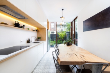 Interior photography, branding photography, real estate photography, interior photo of a dining room / kitchen in apartment in Amsterdam for Airbnb / real estate